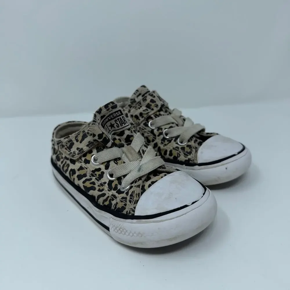 Converse All Star Leopard Print Toddler Sneakers Hook Loop Toddler Size 6